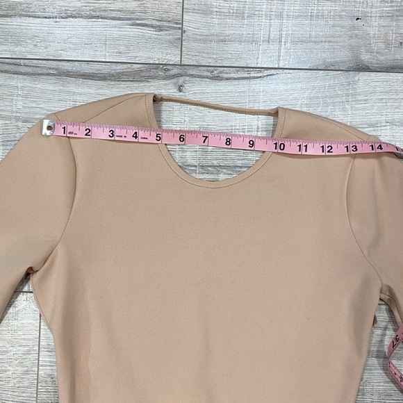 Zara Nude Beige Low Back Long Bodycone Dress Small - Picture 8 of 16